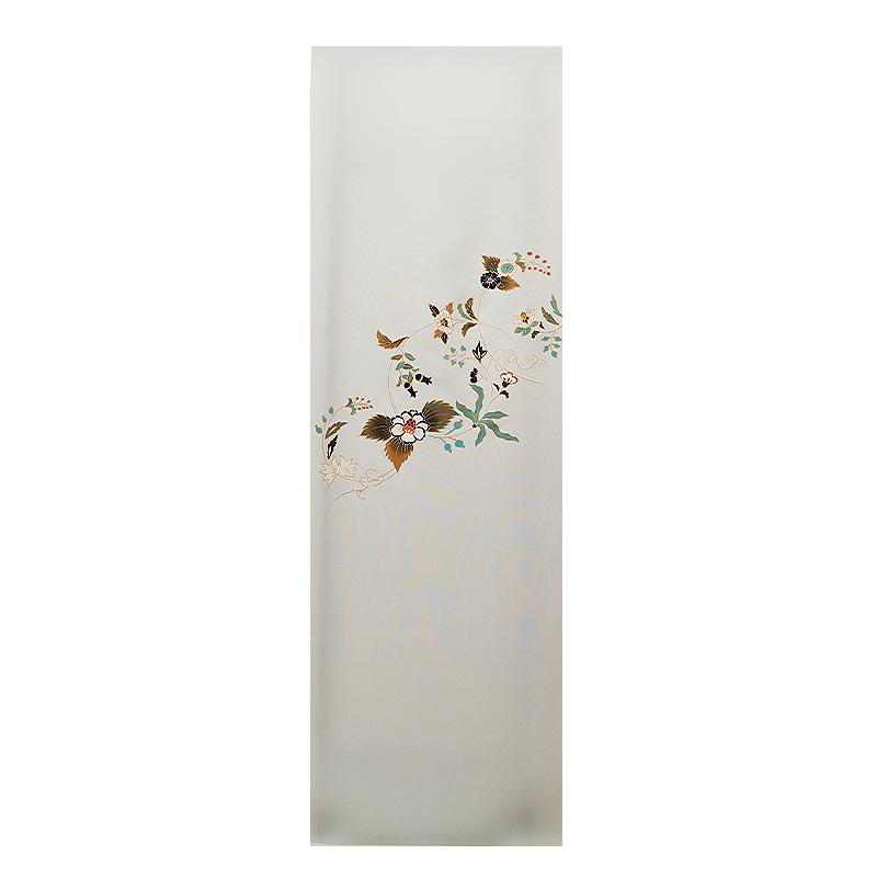 K631厳選逸品 塩瀬 作家物 手描き友禅染め 激しい 水色地 高級美術名古屋帯