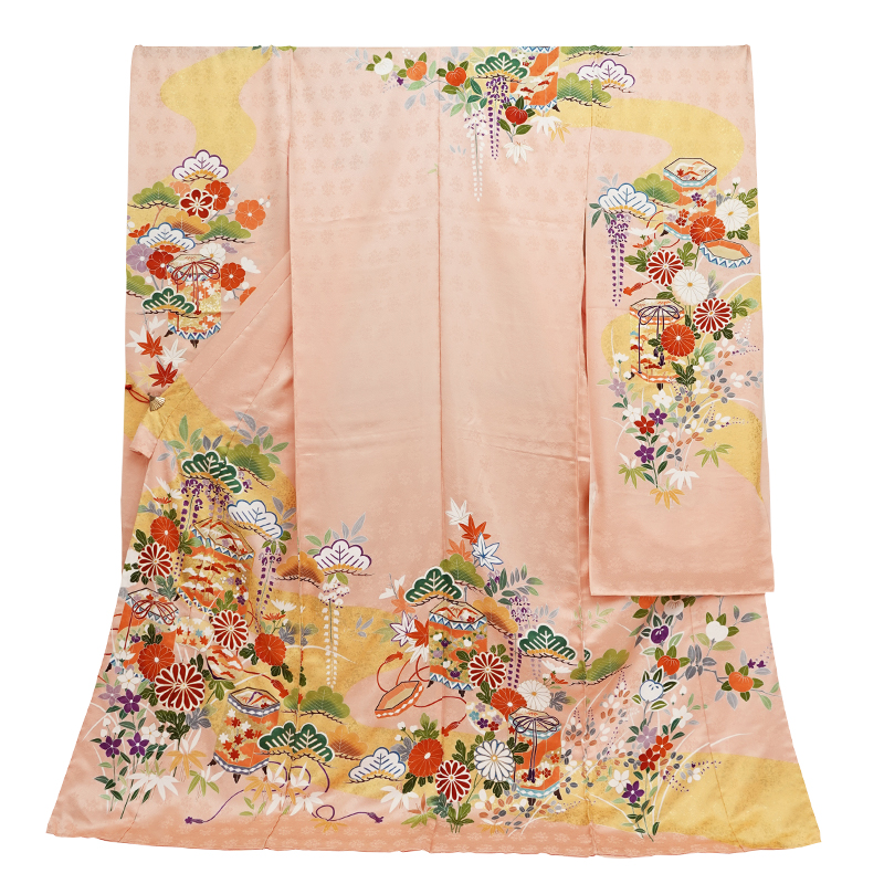 ※店舗改装後☆京都友禅、工芸、金彩仕様☆大将カブト文に祝い古典工芸熨斗文、大王松文多色染分け☆お祝着（10010451） 店舗改装後大感謝市☆送料無料☆京都友禅、刺繍、金彩仕様☆