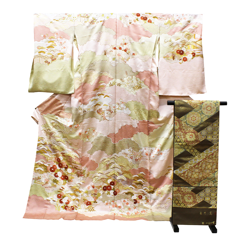 逸品!! 正絹 【藤井寛】手挿京友禅 刺繍 雲 袷 訪問着☆☆☆☆☆